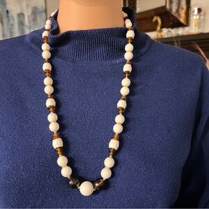 Beaded Brown and White Necklace